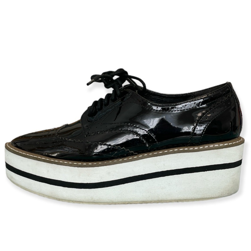 Steve Madden Black Patent Leather Wingtip Platform Oxford Shoes‎ Womens